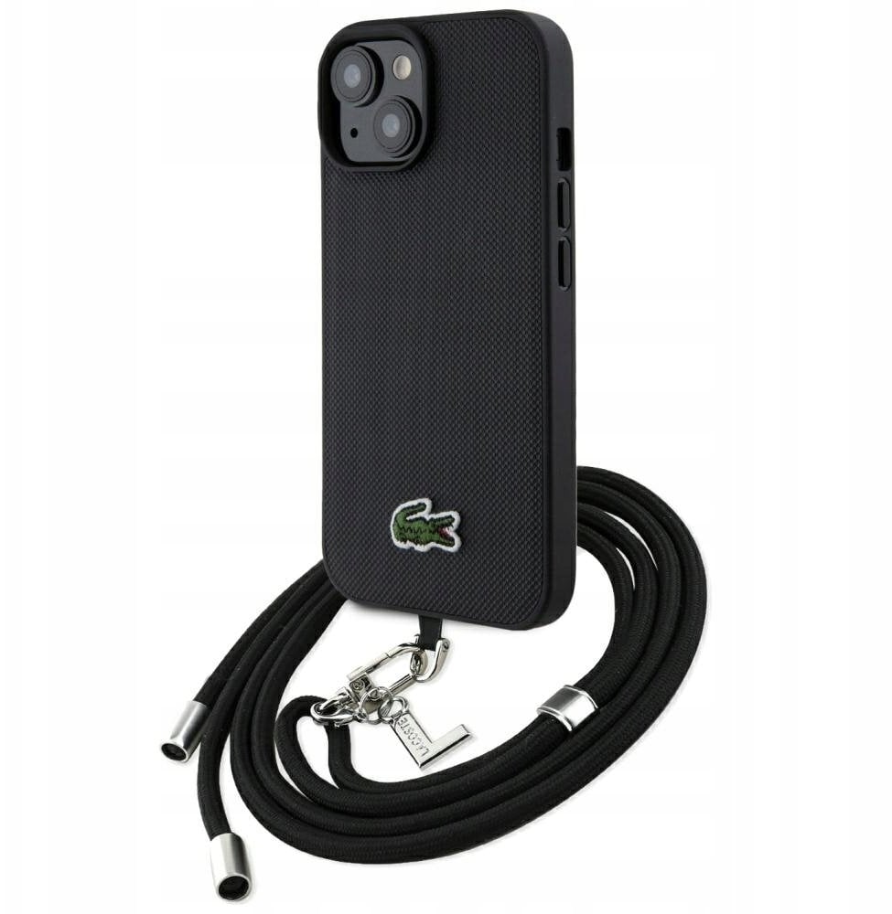 Etui Lacoste Iconic Petit Pique Crossbody Cord MagSafe do iPhone 15 czarny