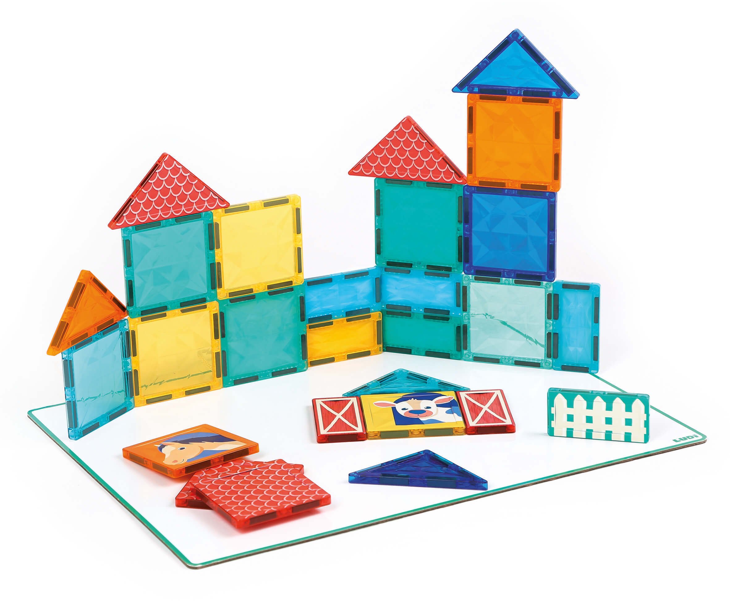 Ludi LUDI magnetinis konstruktorius „Gospodarstwo“ 2D/3D su pagrindu, 27 vnt., 2–10 m.