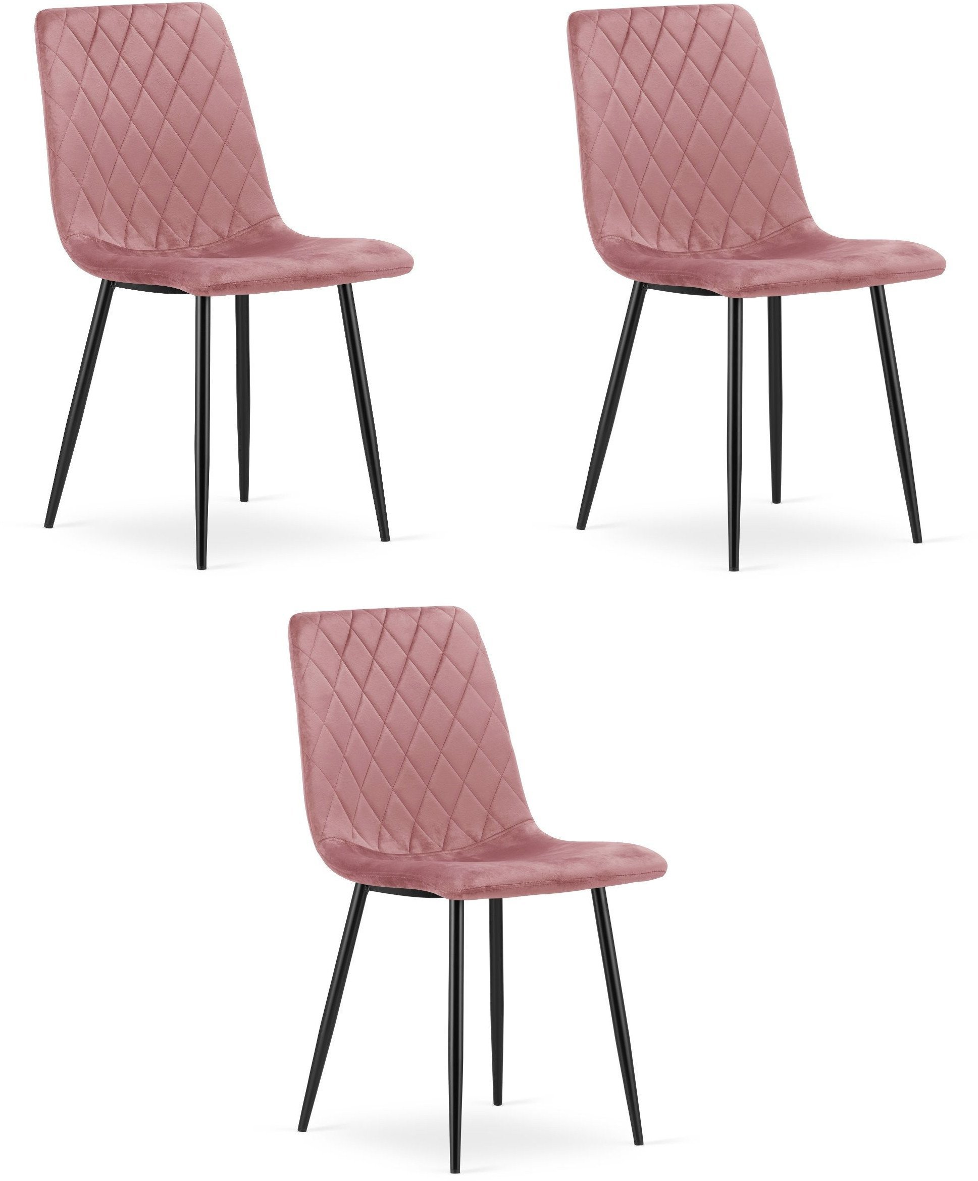 Krzesło welurowe różowe TURIN velvet styl glamour eleganckie x3