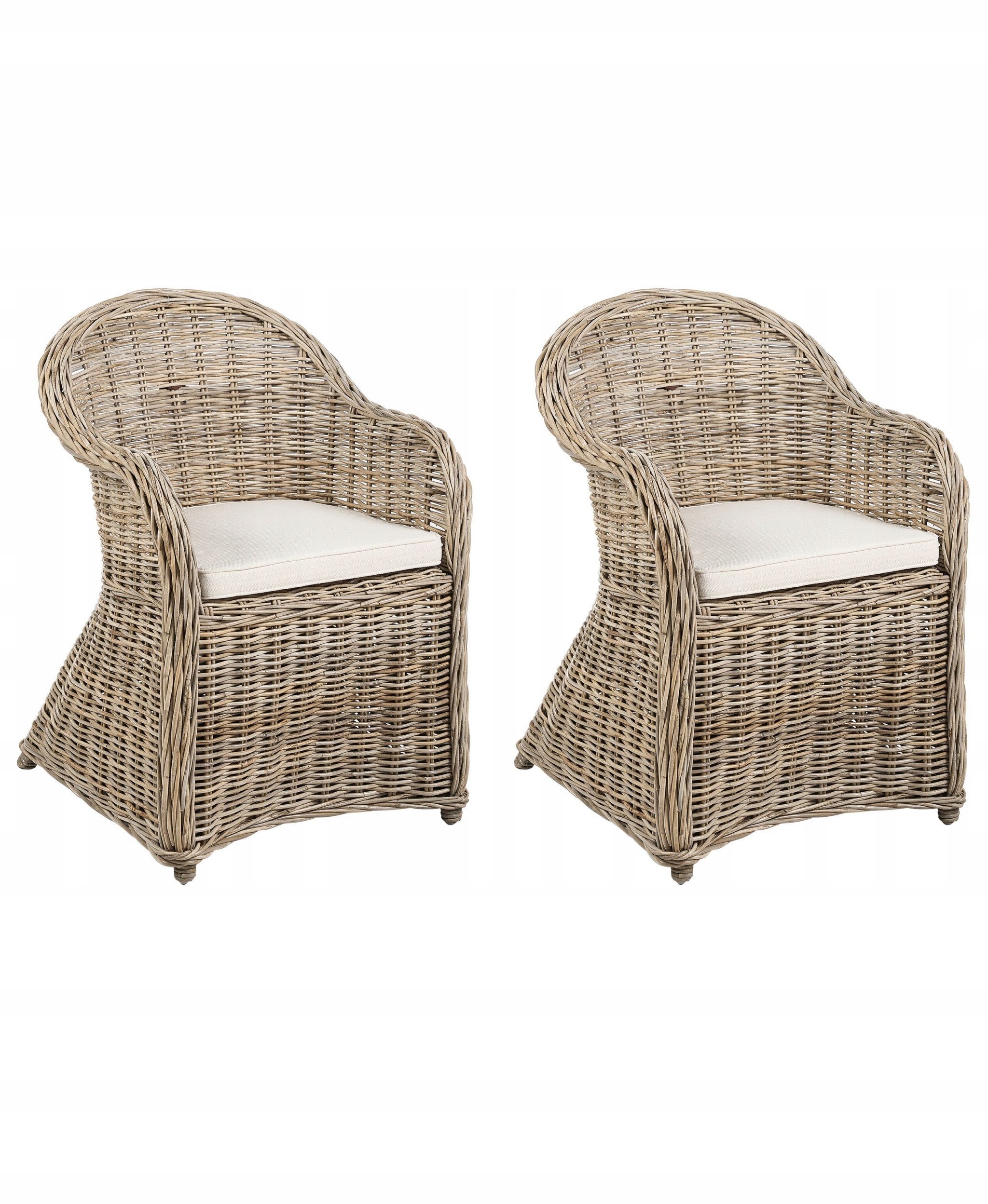 Beliani Zestaw 2 foteli ogrodowych z poduszkami SUSUA II Rattan Naturalny