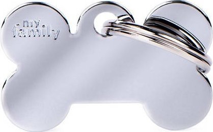 Zawieszka Adresówka Identyfikator z grawerem dla psa i kota mała kość chrom