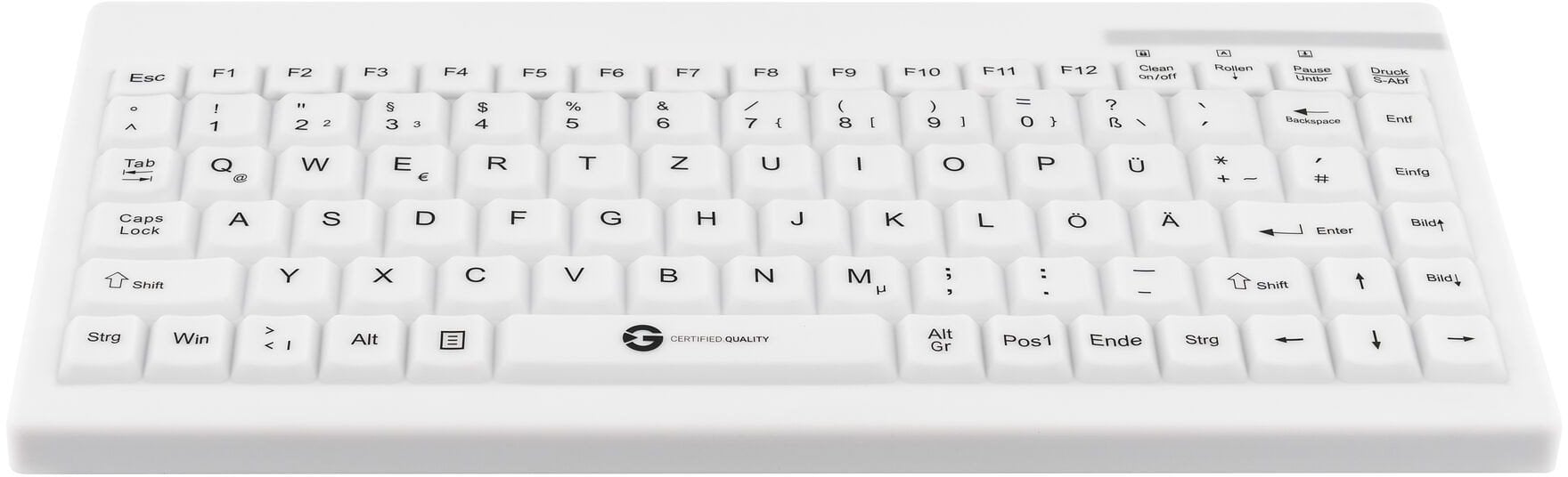 GETT GCQ Cleantype Easy Protect Compact silicone keyboard IP68 waterproof desinfectable 88 keys USB Colour white Layout DE