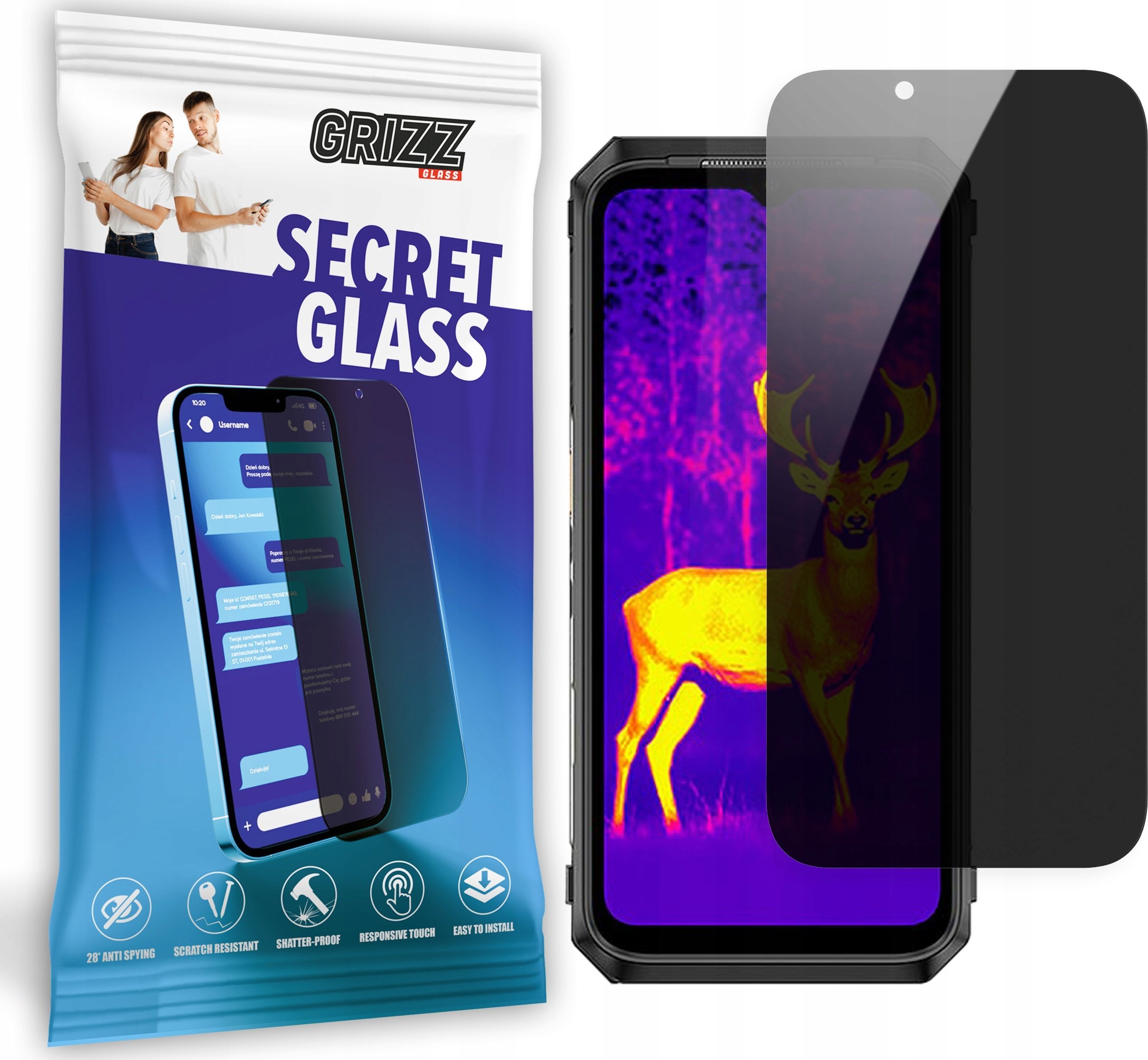 GrizzGlass Szkło prywatyzujące GrizzGlass SecretGlass do Ulefone Power Armor 18T Ultra