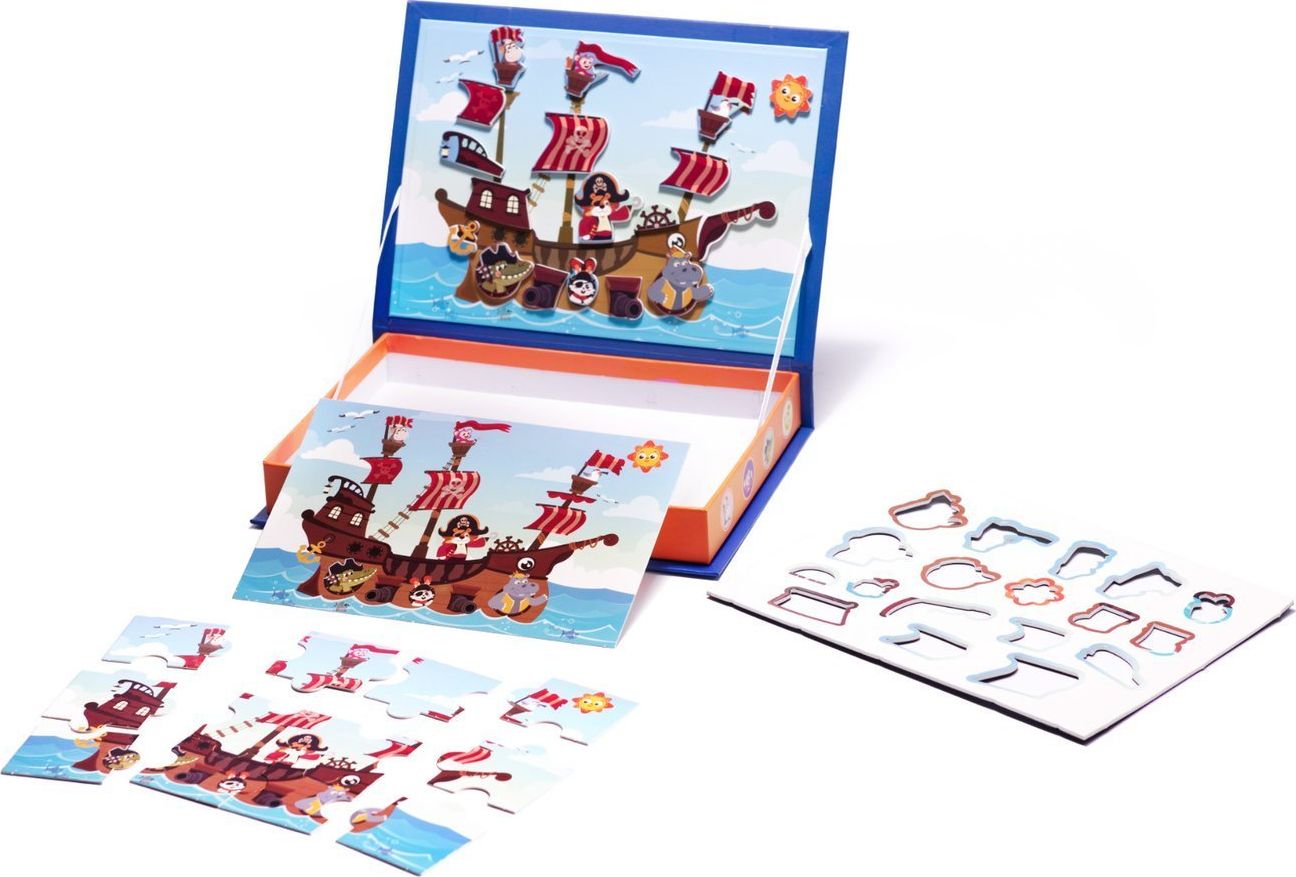 KIK Książka magnetyczna układanka statek piracki 30 el.