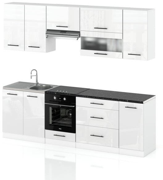 Meble Kuchenne Kuchnia Marocco 2.6m Nowoczesna Duża Modułowa Biała Połysk