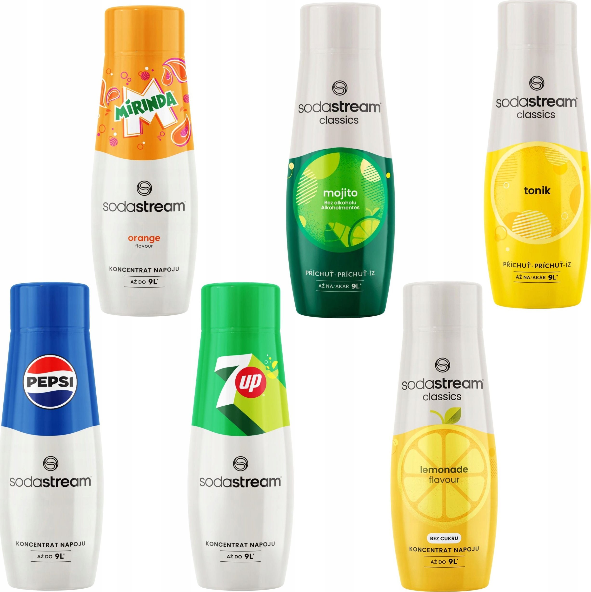 6x SYROP SODASTREAM PEPSI + MIRINDA + 7UP + LEMONIADA + MOJITO + TONIK
