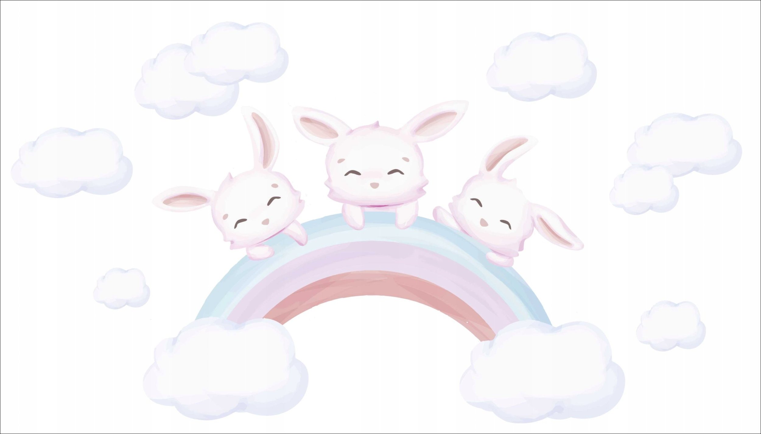 naSciane Naklejki dla dzieci KRÓLIK chmurki TĘCZA króliczki