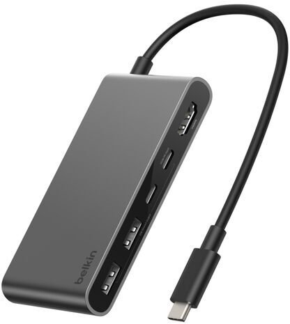 CONNECT 5-IN-1 USB-C HUB WITH/DUAL USB-C PORTS SILVER
