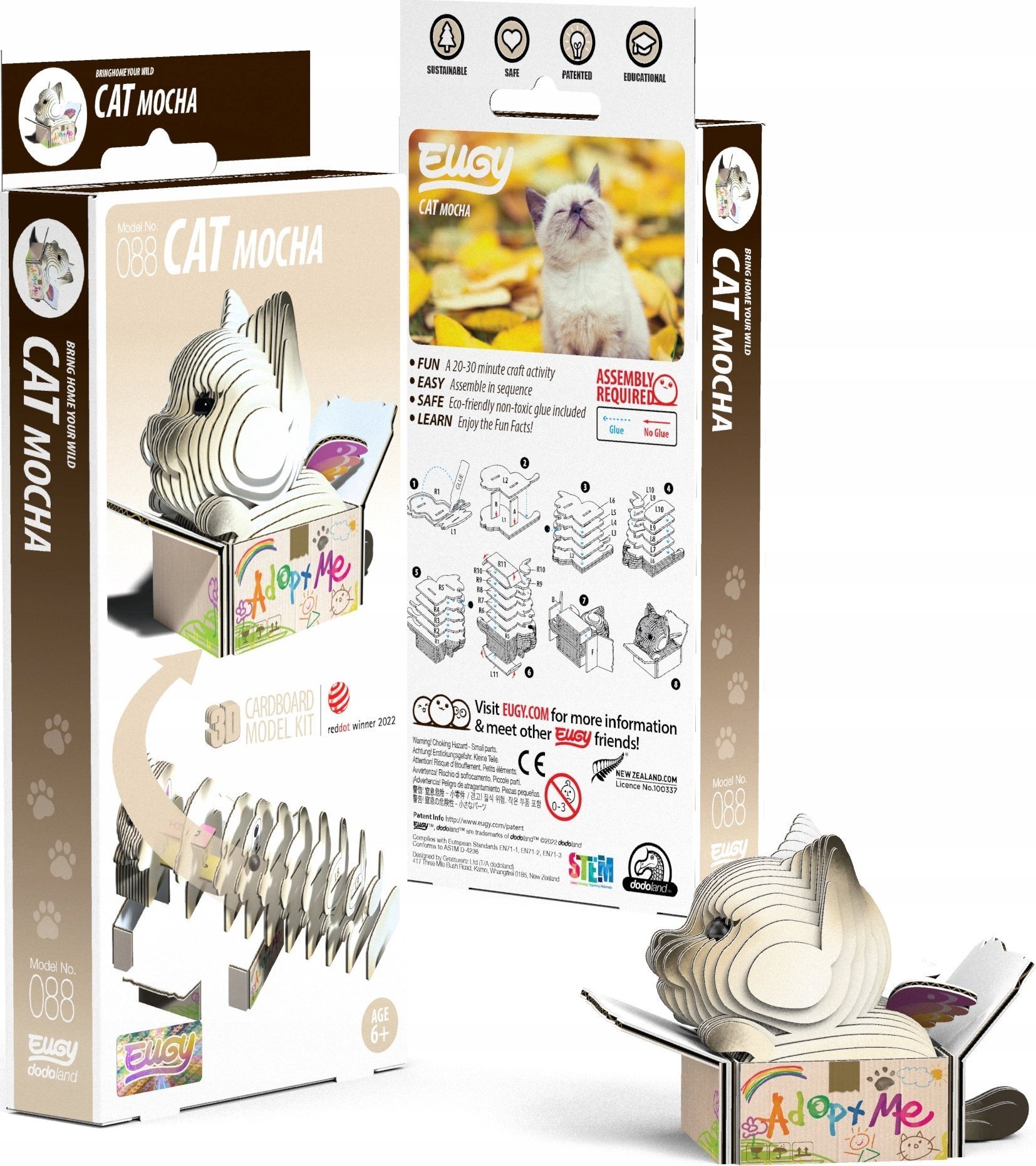 Teka Kotek Syjamski Mocha Eugy. Eko Układanka 3D