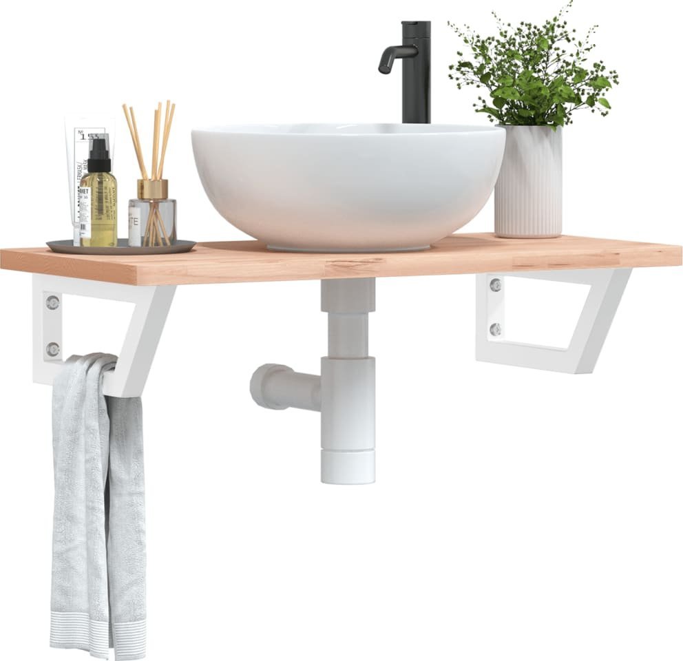 vidaXL Wsporniki do półki pod umywalkę, 2 szt., białe, trapezowe, stal