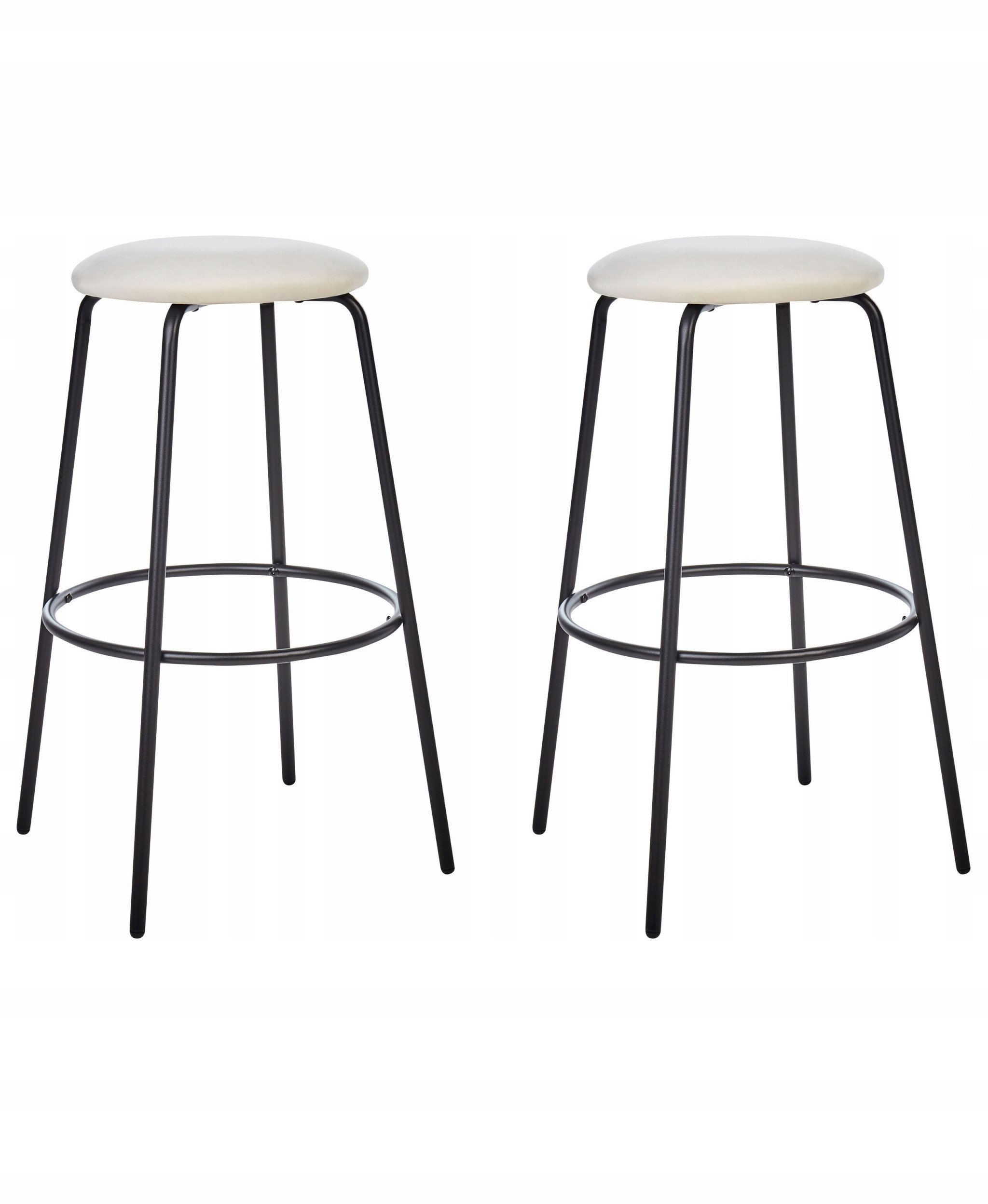 Beliani Zestaw 2 krzeseł barowych MORTON Welur Złamana biel