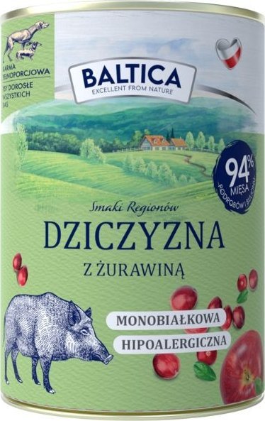 Baltica Mokra karma dla psa BALTICA Dziczyzna z żurawiną 400g