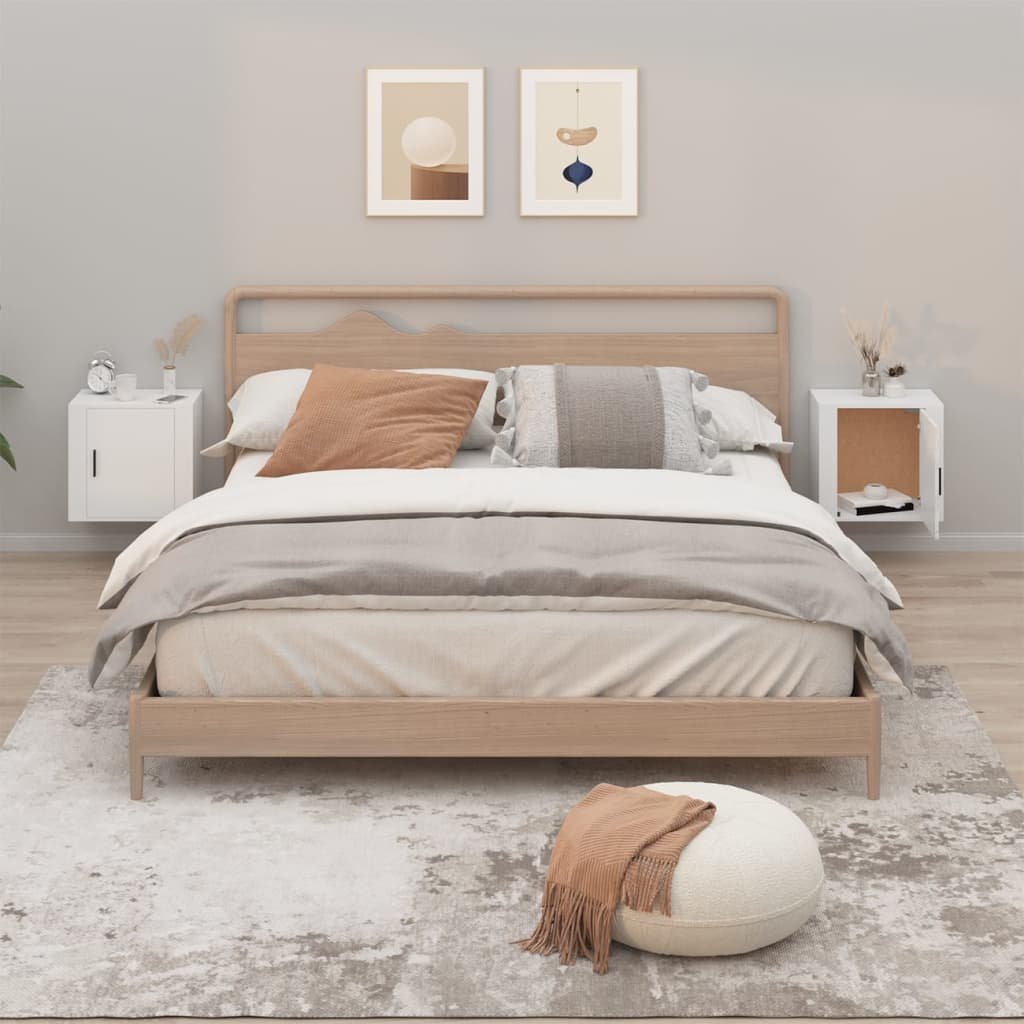 vidaXL vidaXL Szafki nocne, wiszące, 2 szt., 50x30x47 cm, biały