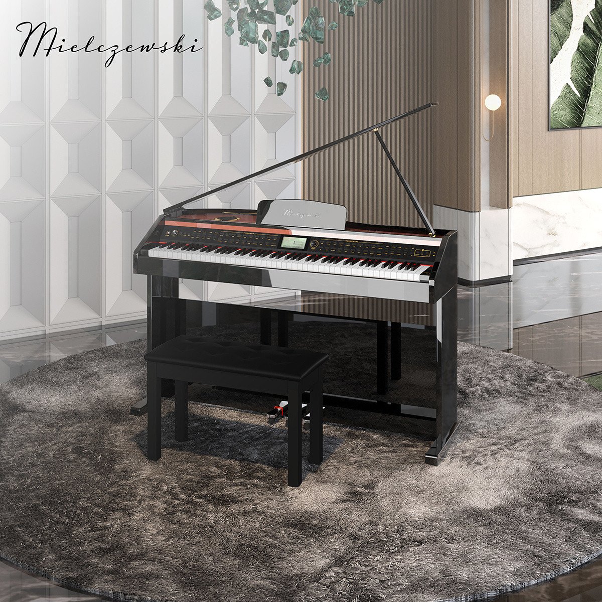 Pianino cyfrowe ważone mechanizm młoteczkowy SONATA czarne połysk one size