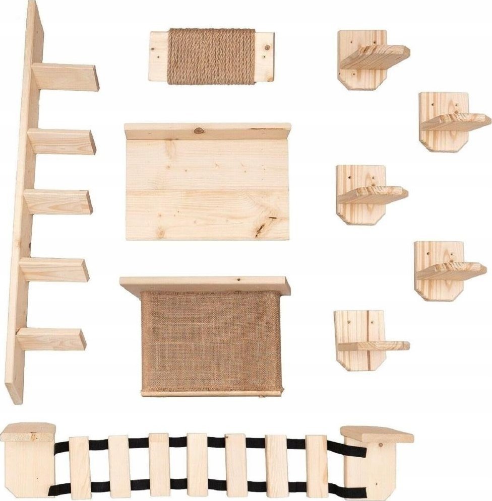 ZESTAW KOCIOSTRADA PÓŁKI DLA KOTA QLS DREWNIANA