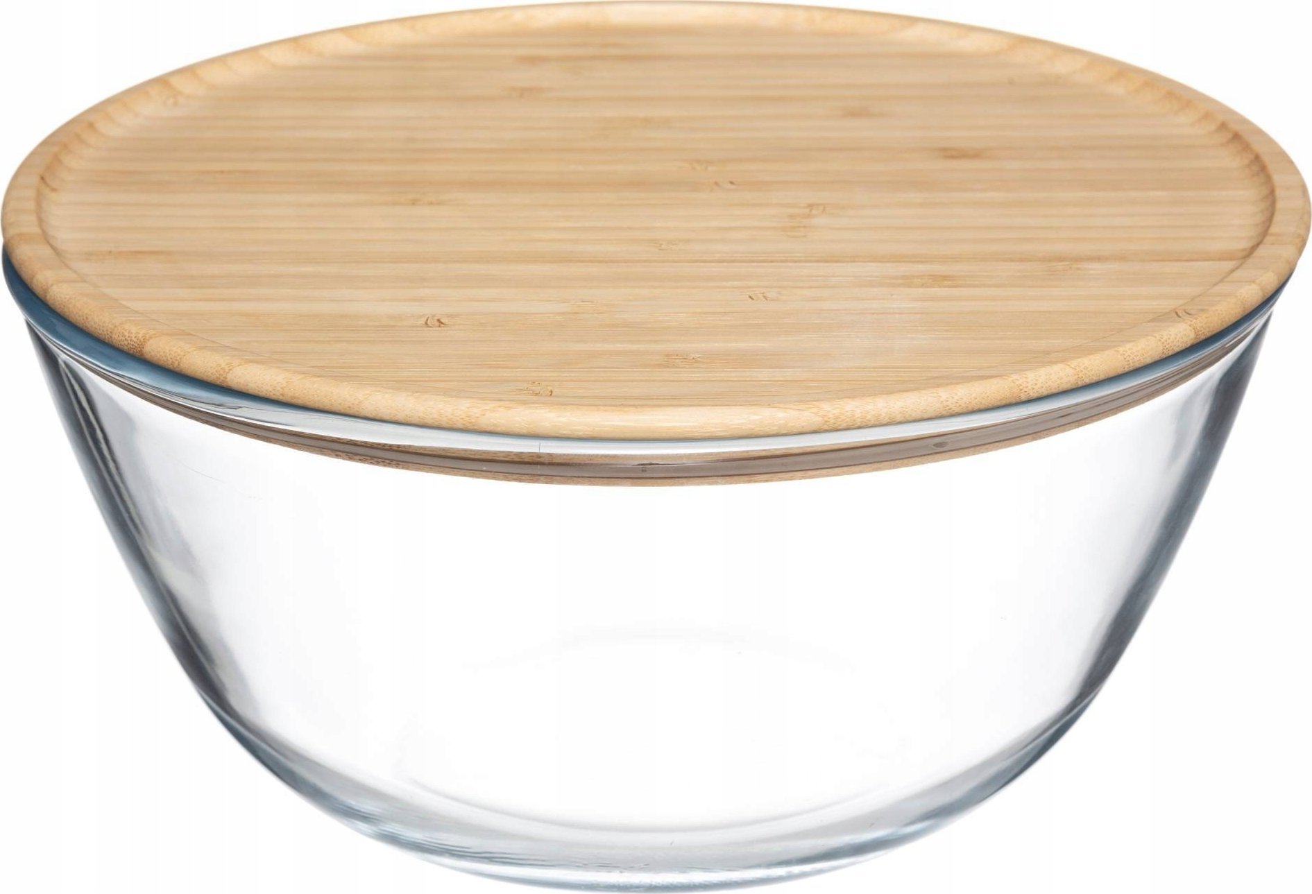 5five Miska szklana na sałatkę, 2,5 L, z bambusową pokrywką