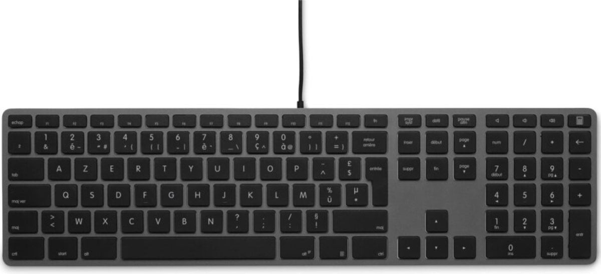 USB numeric Windows Keyboard KB-3421, 110 keys, 2x USB, aluminum, Windows OS, space gray - French