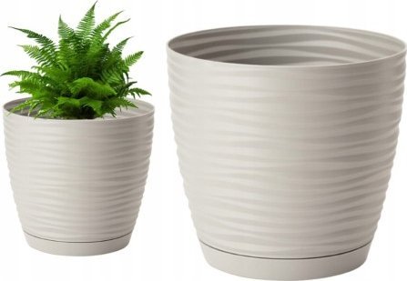 Form-Plastic Doniczka z podstawką jasnoszara 19x17,3cm plastikowa