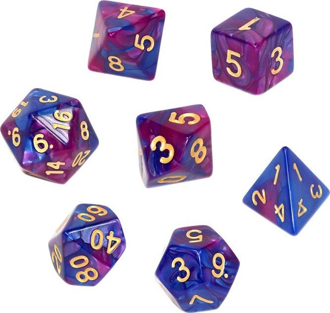 Rebel Komplet kości REBEL RPG - Dwukolorowe - Ciemnoniebiesko-purpurowe