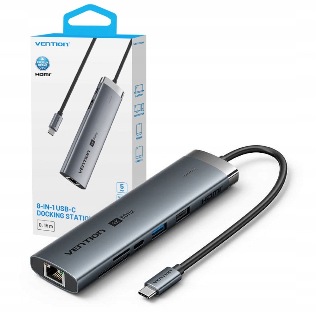 Vention 8in1 USB-C 4K 60Hz 100W PD 0.15m