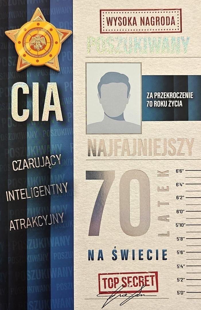 Karnet Urodziny 70 męskie poszukiwany