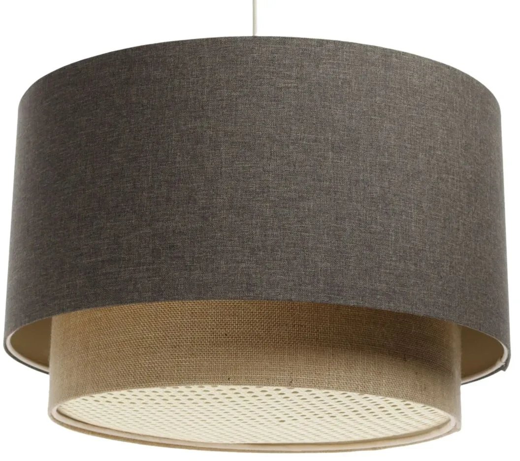 Lampa wisząca ERUTAN DOUBLE RATTAN 60 szara/beżowa BPS KONCEPT