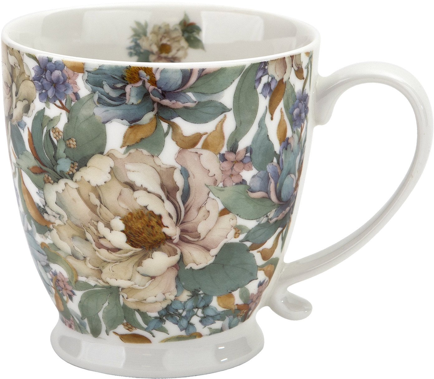 Kubek porcelanowy 510 ml na stopce Peony White