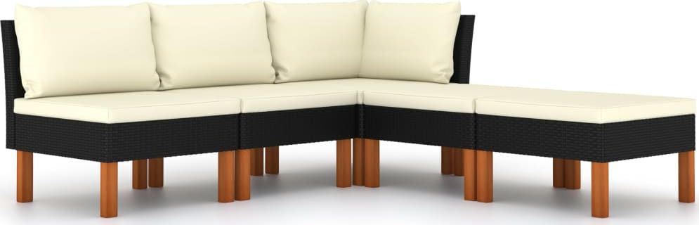 vidaXL 5-cz. zestaw wypoczynkowy do ogrodu, poduszki, czarny rattan PE