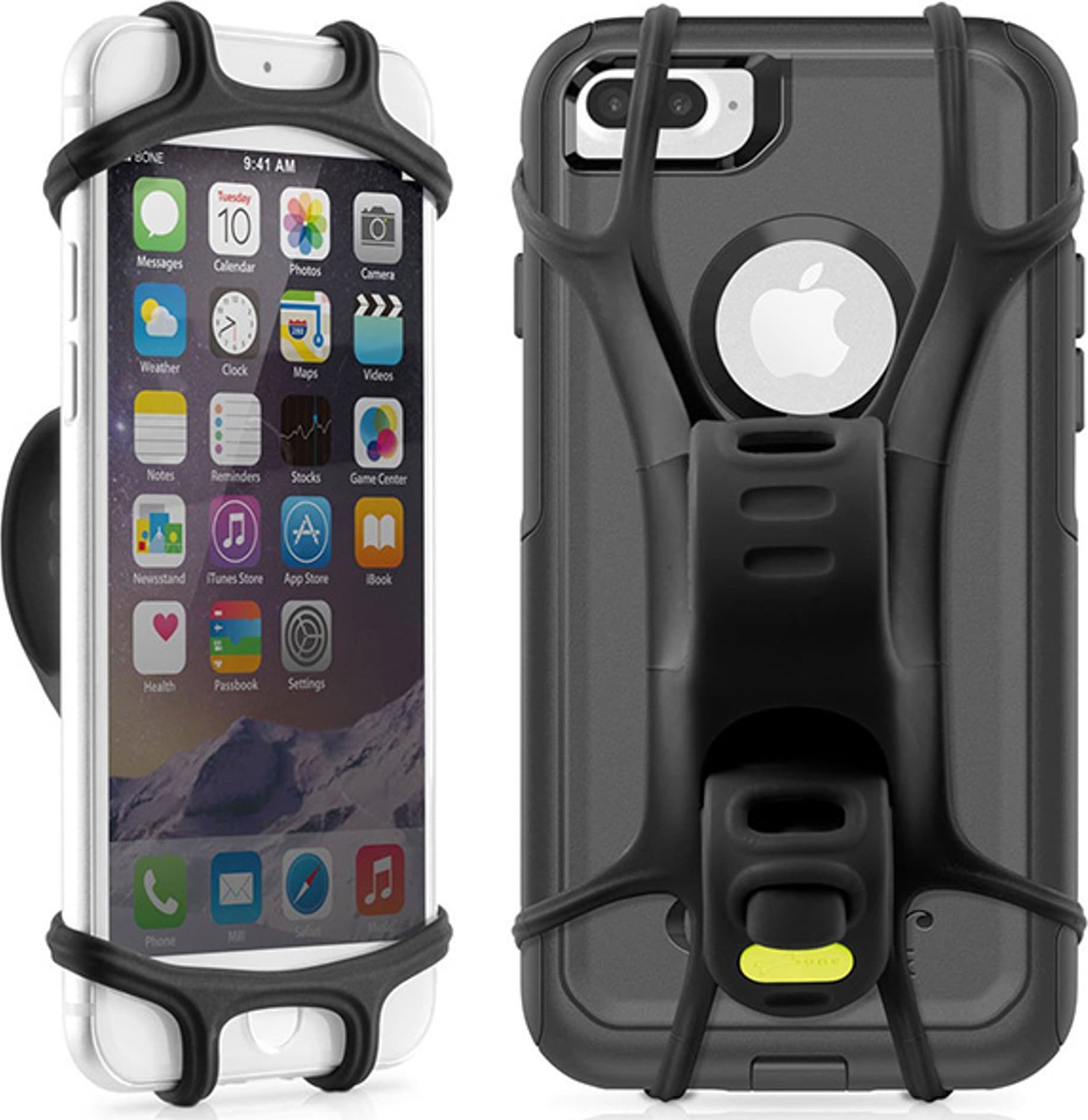 Uchwyt telefonu komórkowego Bone Bike Tie X, na rower, regulowany rozmiar, czarny, 4-6", silikon, mocowany do kierownicy, czarna