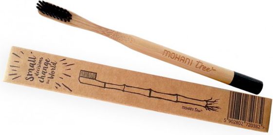 Mohani Bambusowa szczoteczka do zębów Mohani - czarna, włosie średnie