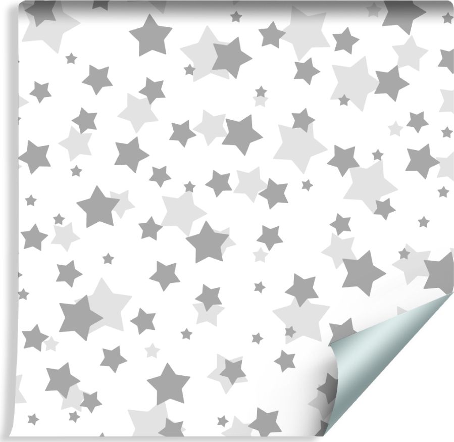 Muralo Tapeta Dla Dzieci - Gwiazdki w Odcieniach Szarości