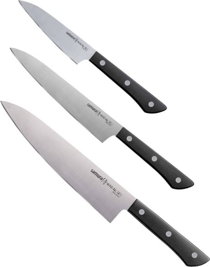Samura Zestaw Noży Kuchennych 3 szt. ze Stali Nierdzewnej Ostre Samura Harakiri
