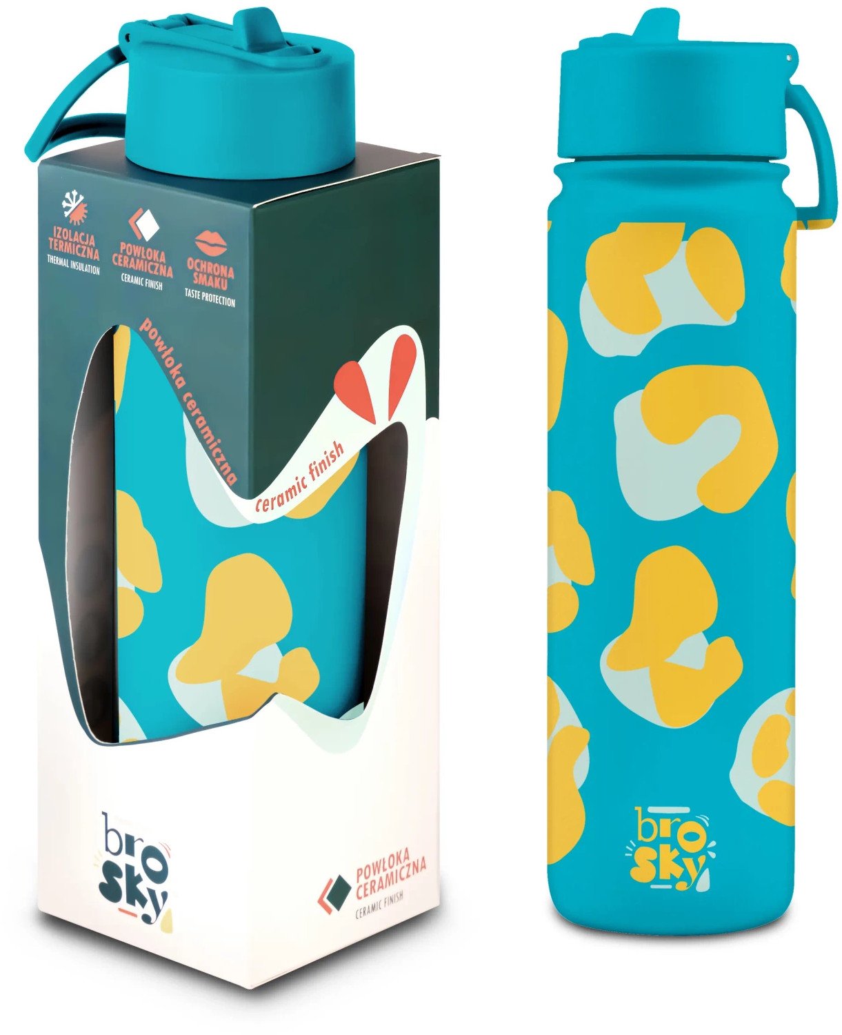 Brosky Wild Niebieska butelka na wodę z nadrukiem w motyw zwierzęcy 680 ml