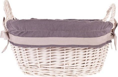 WickerPL Taca wybielana z obszyciem kosz wiklinowy 31 H16 cm