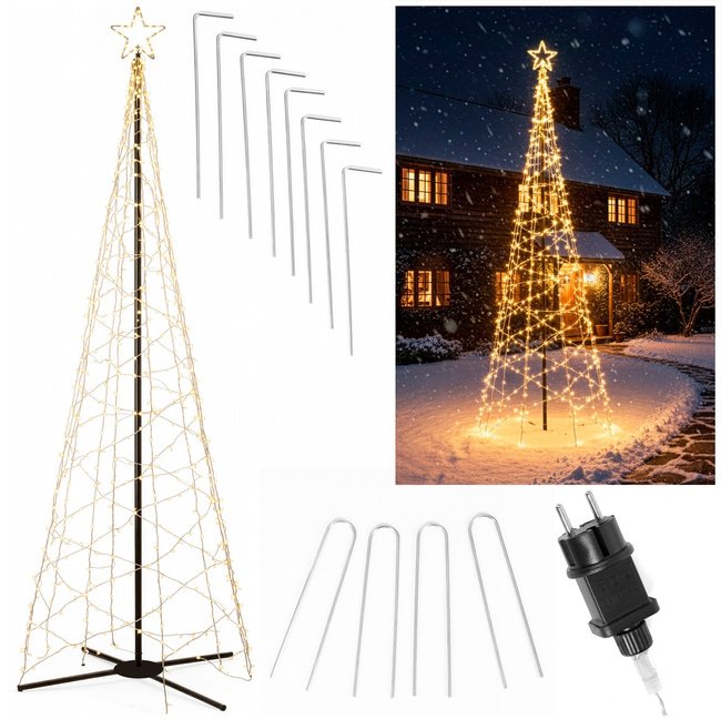 Lampki choinkowe Springos Choinka LED do ogrodu 300 cm świąteczna świecąca dekoracja 480 LED ciepły biały UNIWERSALNY