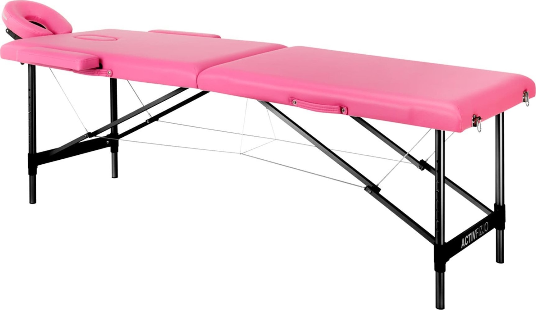 Activeshop Stół składany do masażu aluminiowy komfort Activ Fizjo 2 segmentowe róż czarne aluminium