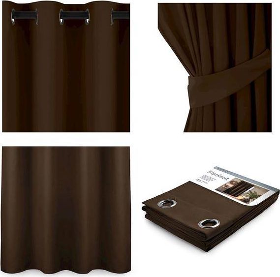 AmeliaHome Zasłona Blackout na przelotkach Brąz 140X245
