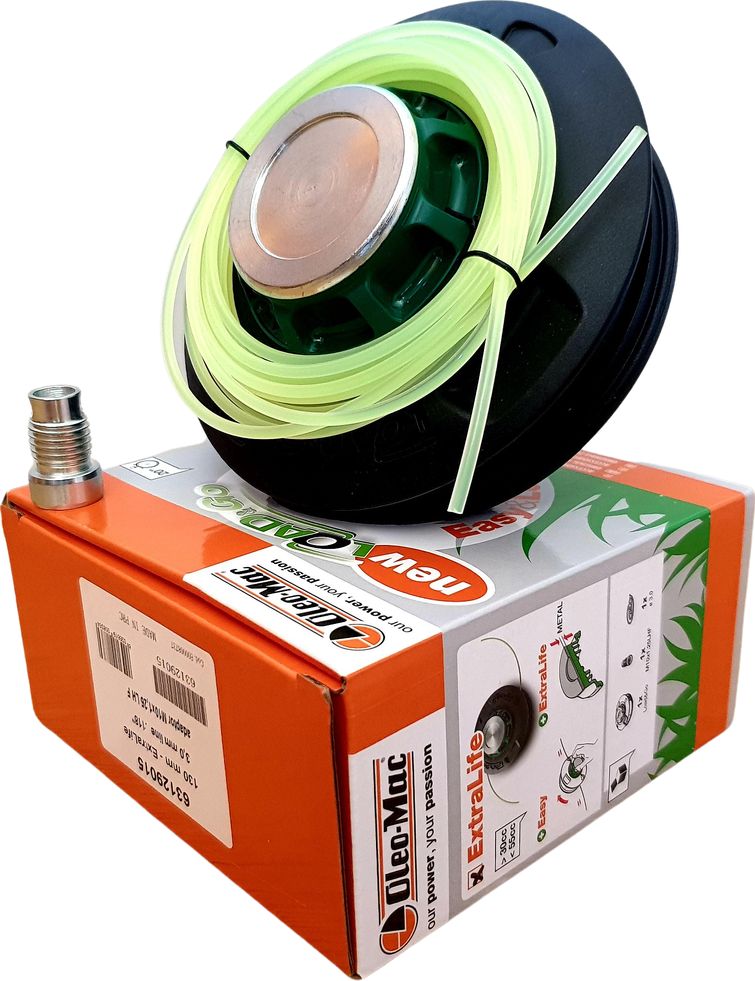 Oleo-Mac GŁOWICA DO KOS ŻYŁKOWA OLEO-MAC LOAD&GO 130mm x 3mm EXTRALIFE M10x1.25 LHF z metalowym pokrętłem 63129015 - OFICJALNY DYSTRYBUTOR - AUTORYZOW