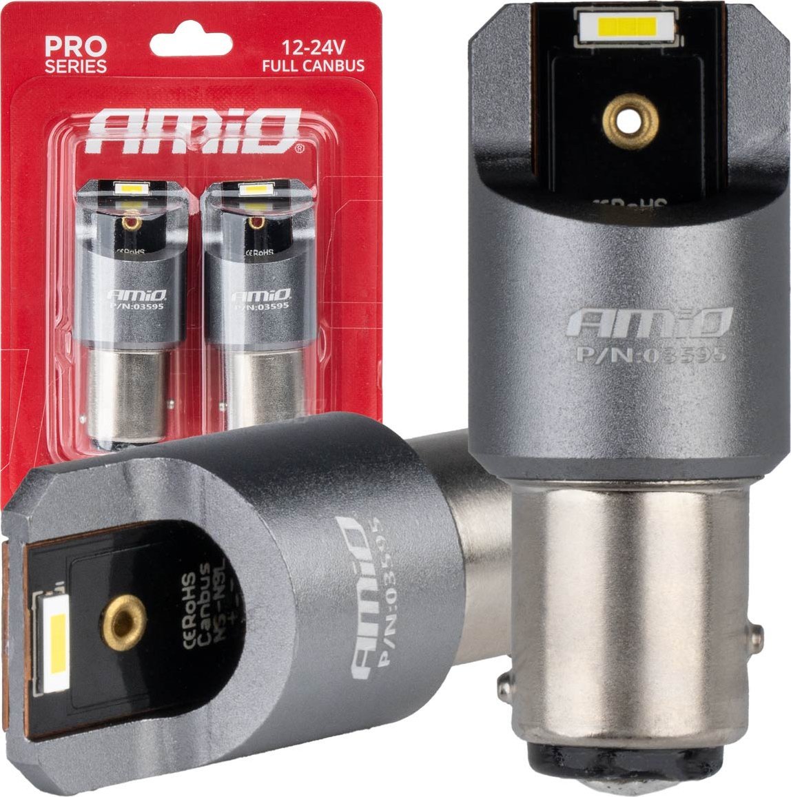AMiO Żarówki led full canbus pro bay15d p21/5w 2x1860smd białe 12v 24v amio-03595