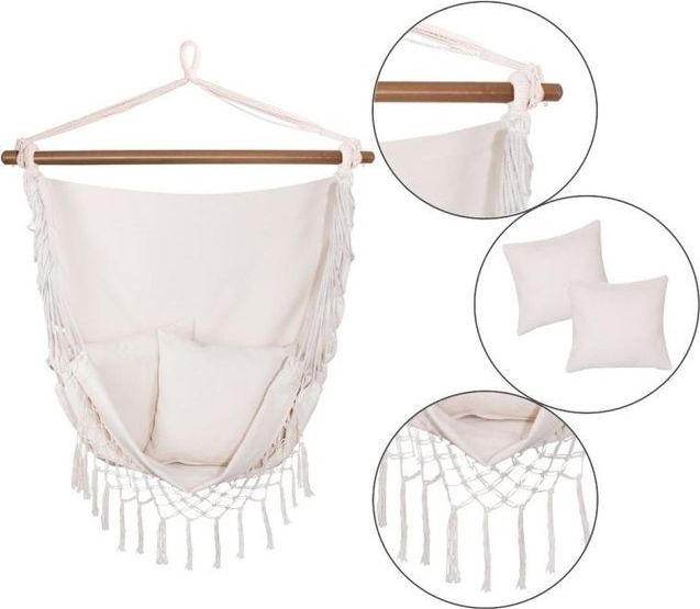 Springos Hamak brazylijski beżowy z poduszkami impregnowany (27714-uniw)