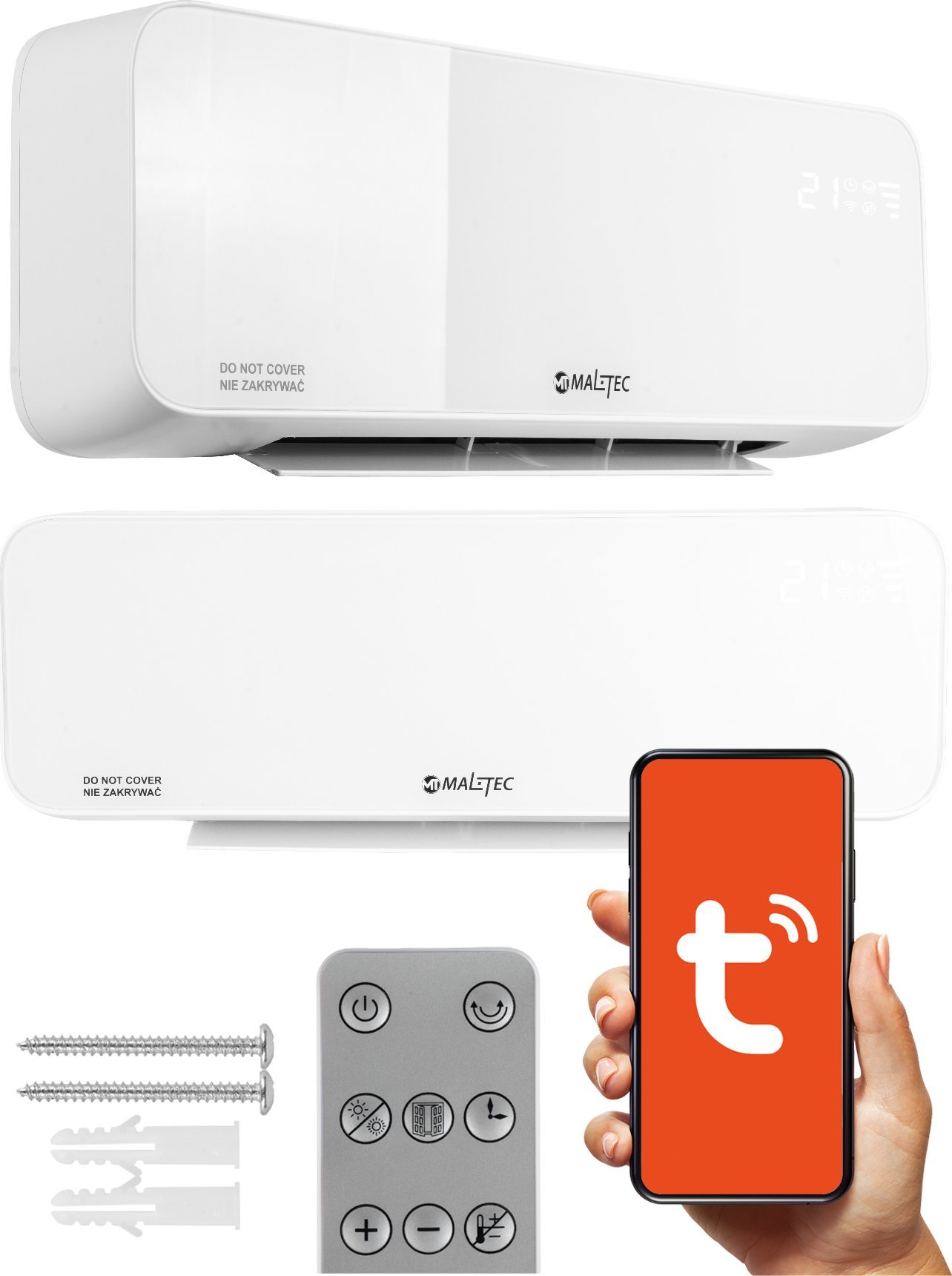 Kurtyna Powietrzna Szklana Grzejnik Energooszczędny Wifi Pilot 2000W