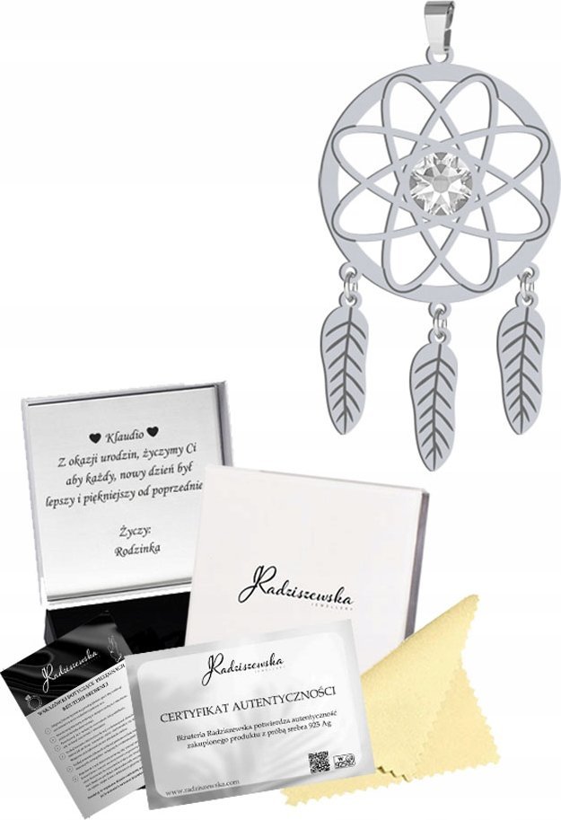 Radziszewska Jewellery Zawieszka Srebrna Łapacz Snów Srebro 925 Prezent Biżuteria ŻYCZENIA GRATIS