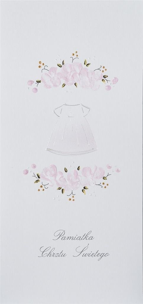 MAK Karnet Chrzest DL C01 Koszulka kwiaty dziewczynka