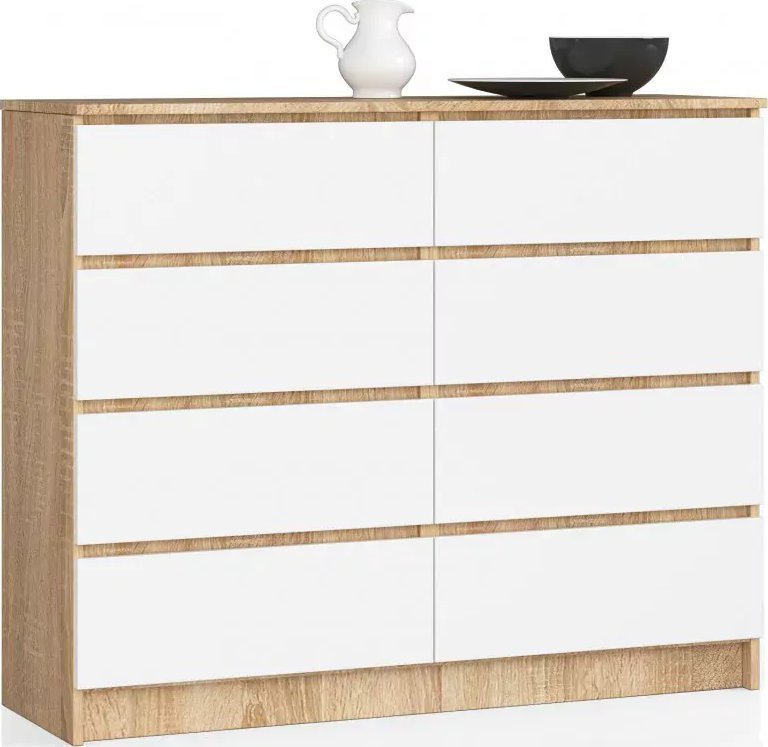 Elior Komoda z szufladami dąb sonoma + biały - Stigio 3X