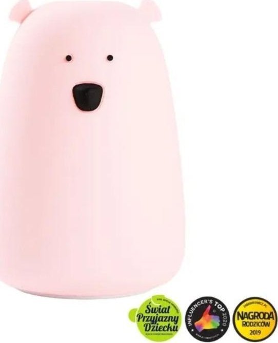 Miś duży lampka silikonowa różowa