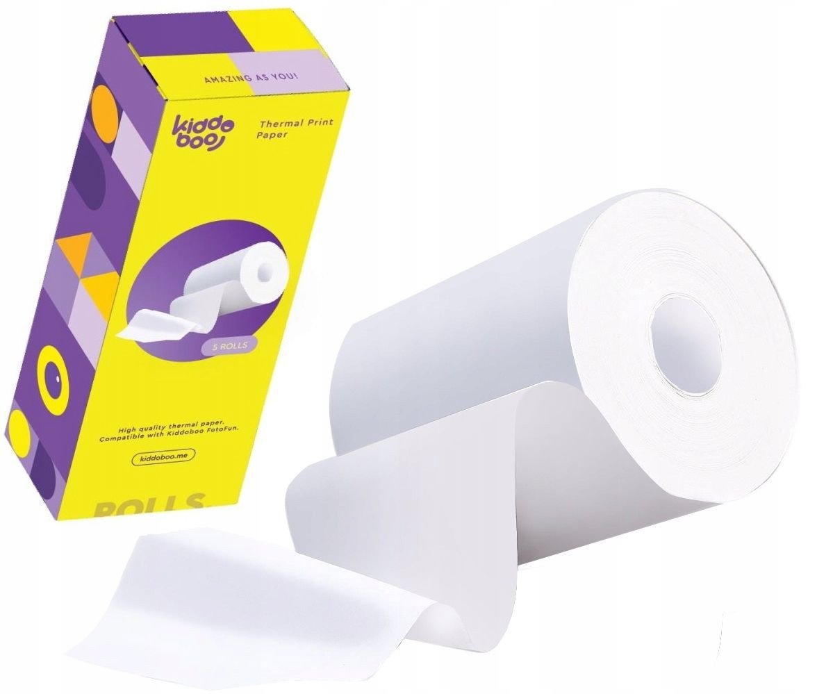 Papier Biały Wkład Wkłady 5x Rolka 57 mm 57mm x 6m do Kiddoboo X2 P83 P80 / KBP80ROL
