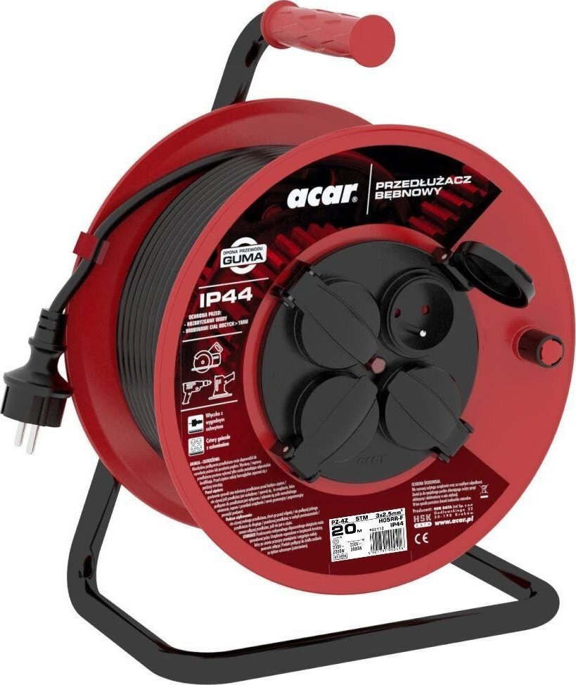 Acar Przedłużacz bębnowy Acar IP44 PZ-4Z/STM 3G2.5 20m czarny