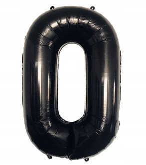 Balon Foliowy Na Hel CYFRA - 0 kolor CZARNY - 80CM