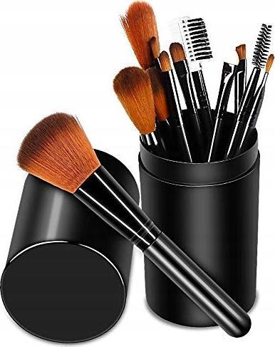 Wobell Zestaw Pędzli Do Makijażu Malowania 12Sztuk W Etui praktyczny włos syntetyczny