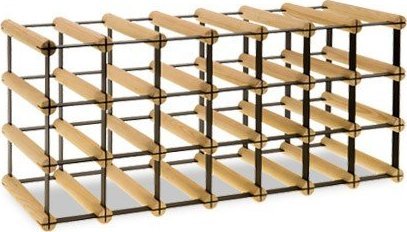 Wamar-Sosenka Regał na wino Stojak na 21 Butelek Szklanych/ PET RW-8/ 7x3 Surowy Naturalny Metal + Drewno RW-8-7x3-21